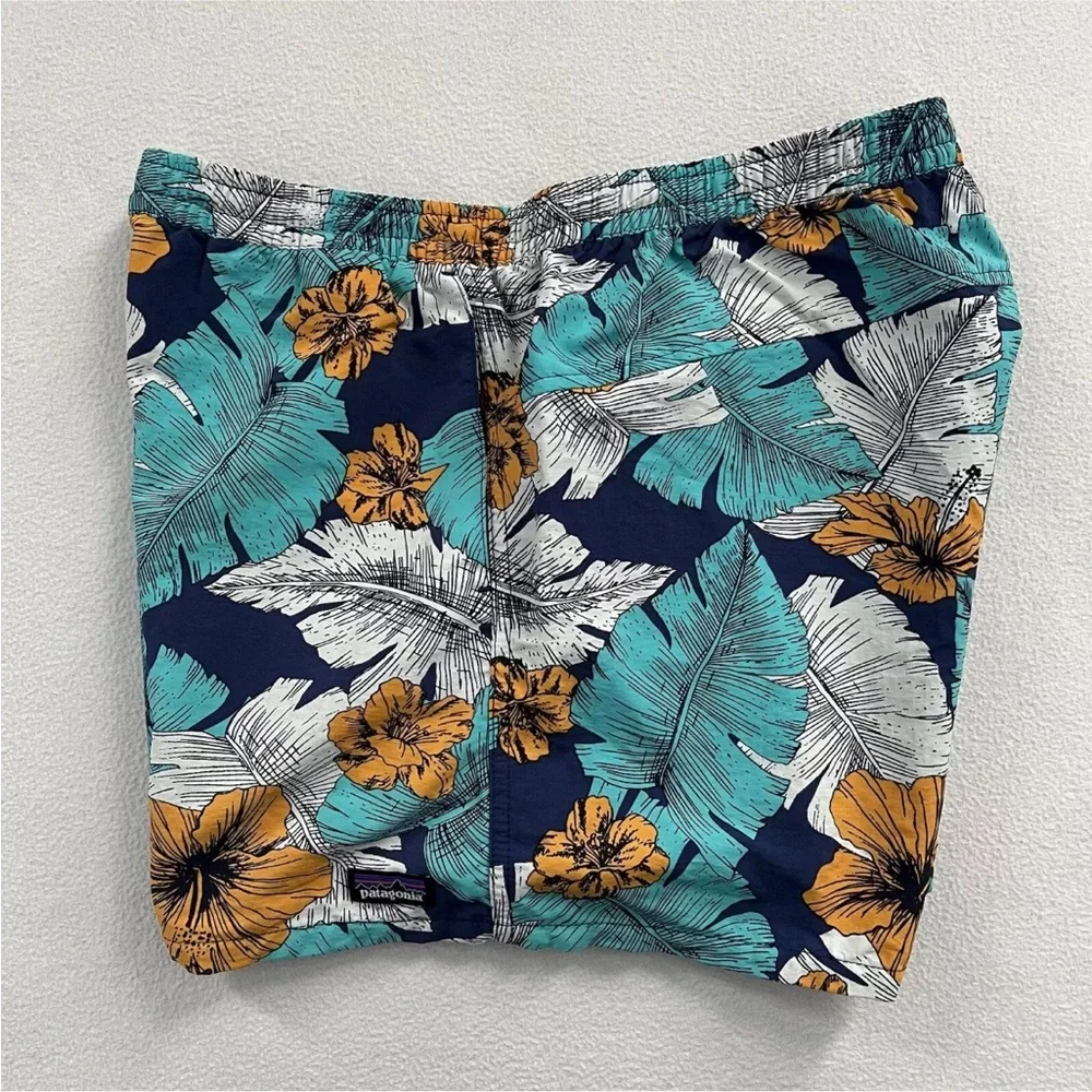 Patagonia Best Fronds Channel Blue Hibiscus Print Baggies Short 5